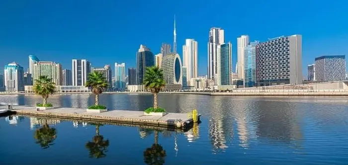 Framed Print : Dubai city center view at sunrise, United Arab Emirate Framed Print : Dubai city center view at sunrise, United Arab Emirate