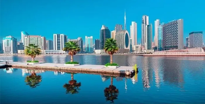 Framed Print : Dubai city center view at sunrise, United Arab Emirate Framed Print : Dubai city center view at sunrise, United Arab Emirate