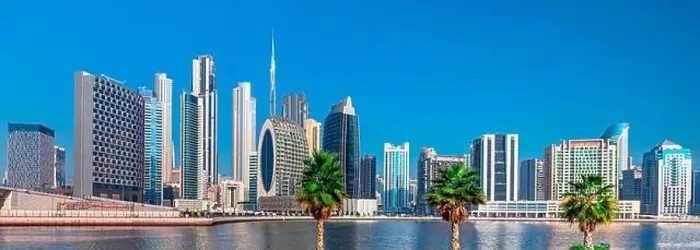 Framed Print : Dubai city center view at sunrise, United Arab Emirate Framed Print : Dubai city center view at sunrise, United Arab Emirate