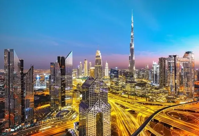 Framed Print : Dubai city center view at sunrise, United Arab Emirate Framed Print : Dubai city center view at sunrise, United Arab Emirate