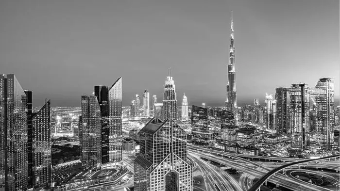 Framed Print : Dubai city center view at sunrise, United Arab Emirate Framed Print : Dubai city center view at sunrise, United Arab Emirate