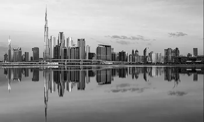 Framed Print : Dubai city center view at sunrise, United Arab Emirate Framed Print : Dubai city center view at sunrise, United Arab Emirate