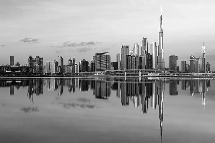 Framed Print : Dubai city center view at sunrise, United Arab Emirate Framed Print : Dubai city center view at sunrise, United Arab Emirate