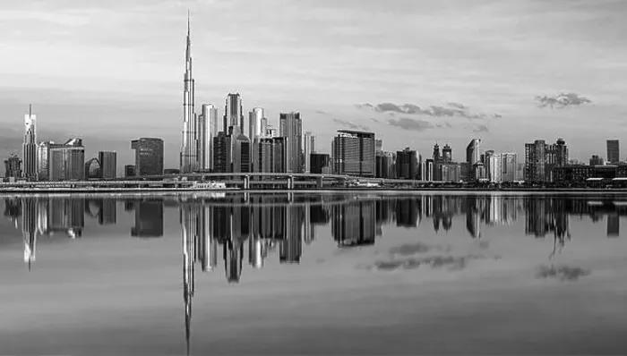 Framed Print : Dubai city center view at sunrise, United Arab Emirate Framed Print : Dubai city center view at sunrise, United Arab Emirate