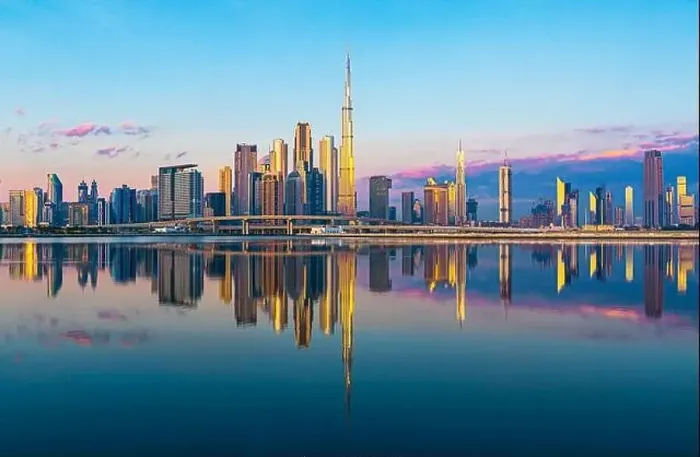 Framed Print : Dubai city center view at sunrise, United Arab Emirate Framed Print : Dubai city center view at sunrise, United Arab Emirate