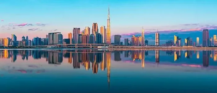 Framed Print : Dubai city center view at sunrise, United Arab Emirate Framed Print : Dubai city center view at sunrise, United Arab Emirate