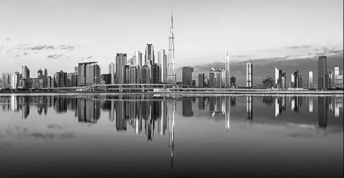 Framed Print : Dubai city center view at sunrise, United Arab Emirate Framed Print : Dubai city center view at sunrise, United Arab Emirate