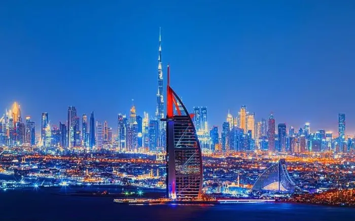 Framed Print : Dubai city center view at sunrise, United Arab Emirate Framed Print : Dubai city center view at sunrise, United Arab Emirate