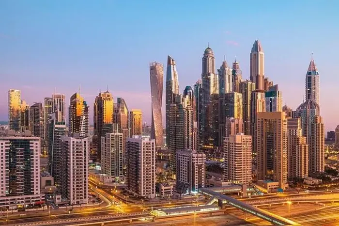 Framed Print : Dubai city center view at sunrise, United Arab Emirate Framed Print : Dubai city center view at sunrise, United Arab Emirate