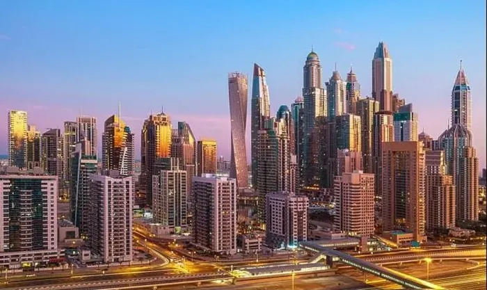 Framed Print : Dubai city center view at sunrise, United Arab Emirate Framed Print : Dubai city center view at sunrise, United Arab Emirate