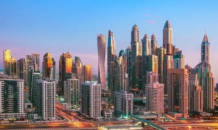 Framed Print : Dubai city center view at sunrise, United Arab Emirate Framed Print : Dubai city center view at sunrise, United Arab Emirate