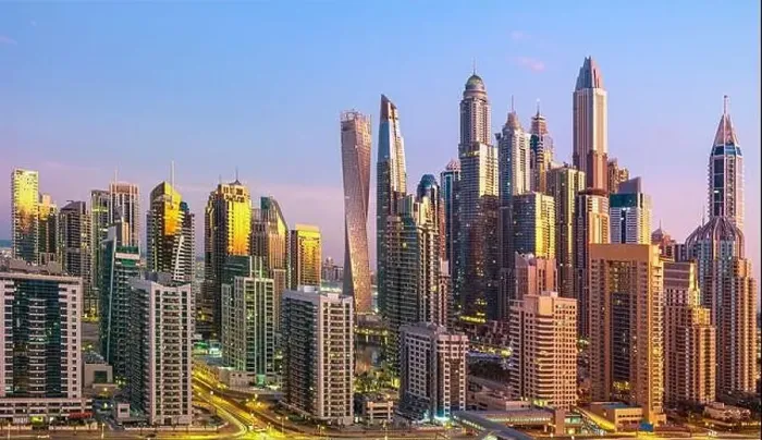 Framed Print : Dubai city center view at sunrise, United Arab Emirate Framed Print : Dubai city center view at sunrise, United Arab Emirate