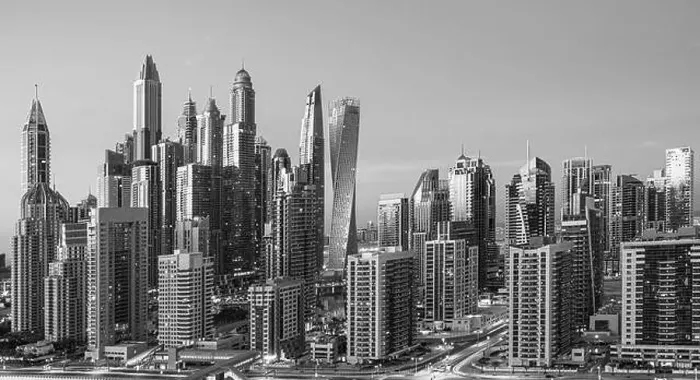 Framed Print : Dubai city center view at sunrise, United Arab Emirate Framed Print : Dubai city center view at sunrise, United Arab Emirate