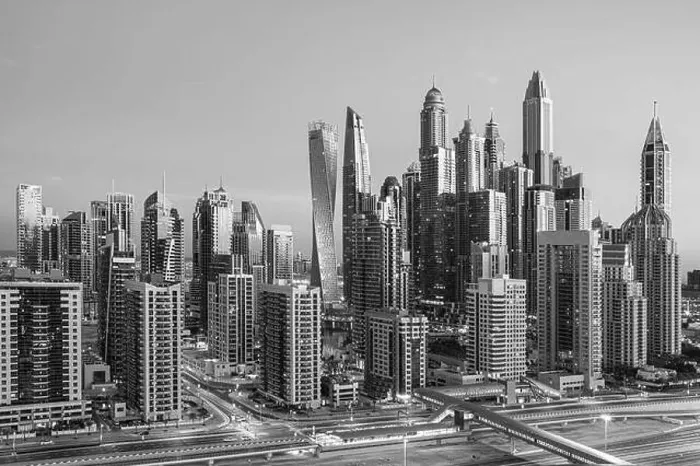 Framed Print : Dubai city center view at sunrise, United Arab Emirate Framed Print : Dubai city center view at sunrise, United Arab Emirate
