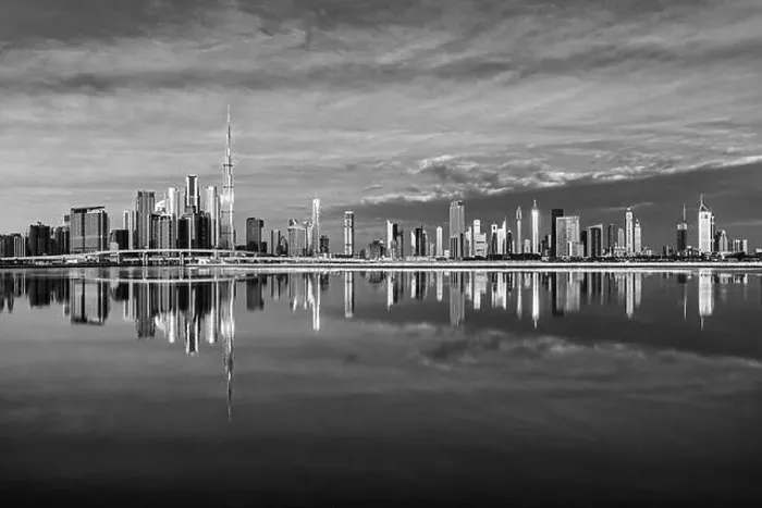 Framed Print : Dubai city center view at sunrise, United Arab Emirate Framed Print : Dubai city center view at sunrise, United Arab Emirate