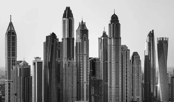 Framed Print : Dubai city center view at sunrise, United Arab Emirate Framed Print : Dubai city center view at sunrise, United Arab Emirate