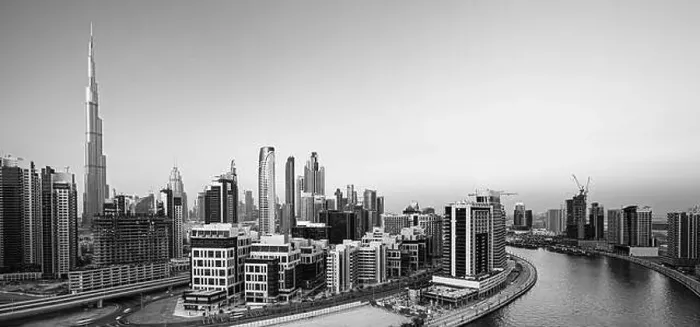 Framed Print : Dubai city center view at sunrise, United Arab Emirate Framed Print : Dubai city center view at sunrise, United Arab Emirate