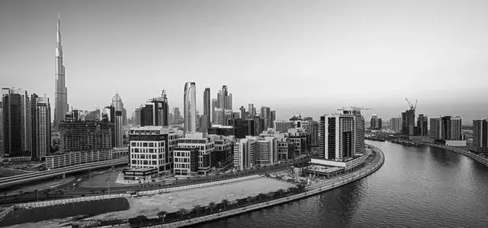 Framed Print : Dubai city center view at sunrise, United Arab Emirate Framed Print : Dubai city center view at sunrise, United Arab Emirate