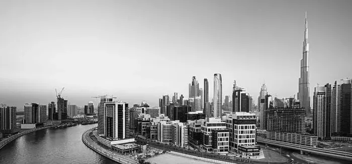Framed Print : Dubai city center view at sunrise, United Arab Emirate Framed Print : Dubai city center view at sunrise, United Arab Emirate
