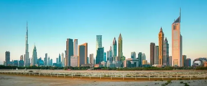 Framed Print : Dubai city center view at sunrise, United Arab Emirate Framed Print : Dubai city center view at sunrise, United Arab Emirate