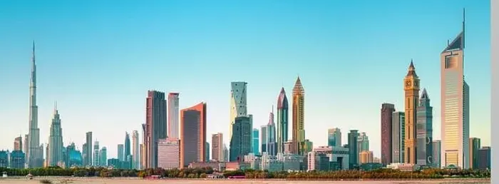 Framed Print : Dubai city center view at sunrise, United Arab Emirate Framed Print : Dubai city center view at sunrise, United Arab Emirate