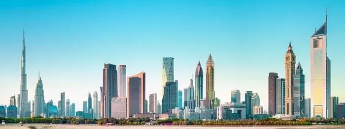 Framed Print : Dubai city center view at sunrise, United Arab Emirate Framed Print : Dubai city center view at sunrise, United Arab Emirate