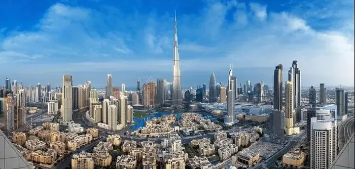 Framed Print : Dubai city center view at sunrise, United Arab Emirate Framed Print : Dubai city center view at sunrise, United Arab Emirate