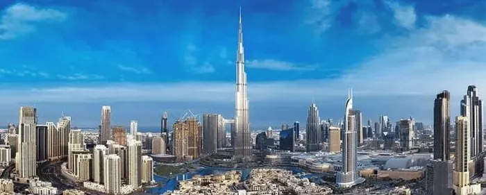 Framed Print : Dubai city center view at sunrise, United Arab Emirate Framed Print : Dubai city center view at sunrise, United Arab Emirate