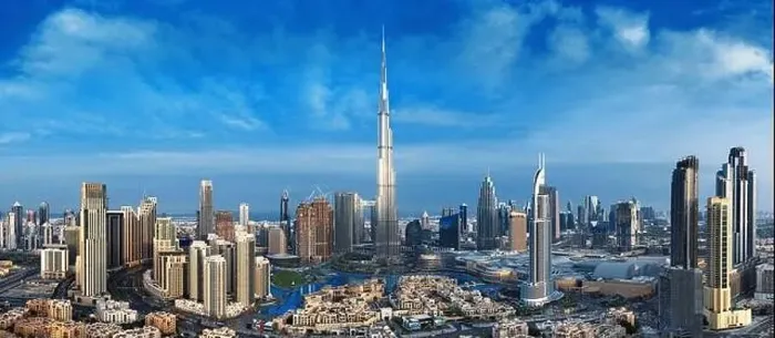 Framed Print : Dubai city center view at sunrise, United Arab Emirate Framed Print : Dubai city center view at sunrise, United Arab Emirate