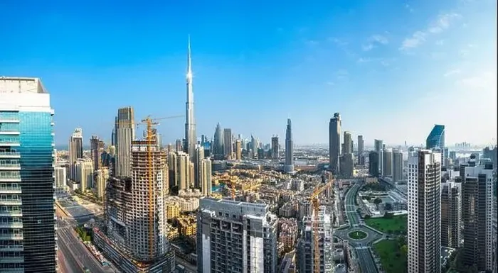 Framed Print : Dubai city center view at sunrise, United Arab Emirate Framed Print : Dubai city center view at sunrise, United Arab Emirate