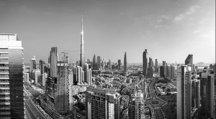 Framed Print : Dubai city center view at sunrise, United Arab Emirate Framed Print : Dubai city center view at sunrise, United Arab Emirate