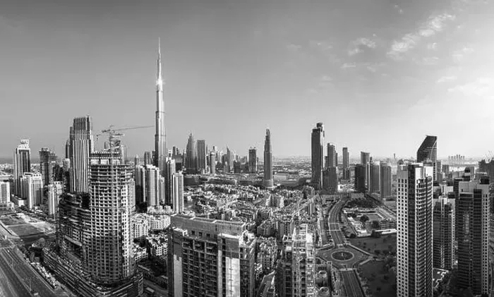 Framed Print : Dubai city center view at sunrise, United Arab Emirate Framed Print : Dubai city center view at sunrise, United Arab Emirate
