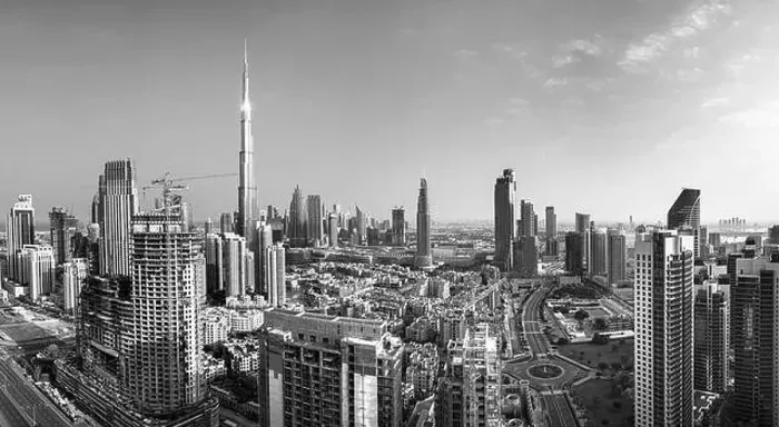 Framed Print : Dubai city center view at sunrise, United Arab Emirate Framed Print : Dubai city center view at sunrise, United Arab Emirate
