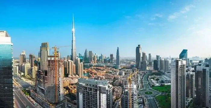 Framed Print : Dubai city center view at sunrise, United Arab Emirate Framed Print : Dubai city center view at sunrise, United Arab Emirate