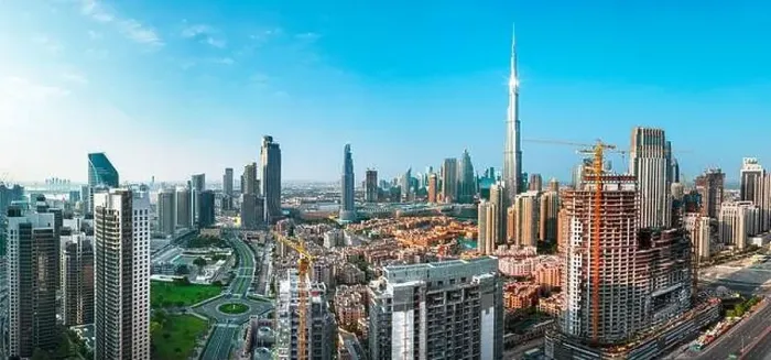 Framed Print : Dubai city center view at sunrise, United Arab Emirate Framed Print : Dubai city center view at sunrise, United Arab Emirate