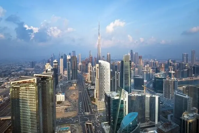 Framed Print : Dubai city skyline at sunset, United Arab Emirates Framed Print : Dubai city skyline at sunset, United Arab Emirates
