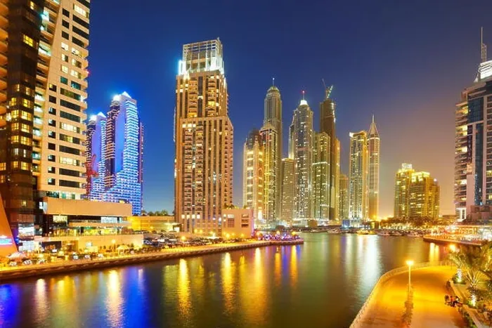 Framed Print : Dubai evening skyline - Marina, United Arab Emirates Framed Print : Dubai evening skyline - Marina, United Arab Emirates