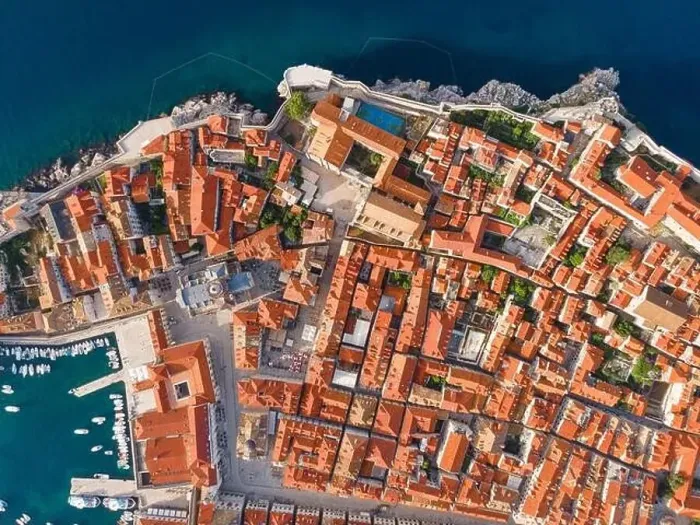 Framed Print : Dubrovnik, Croatia. Aerial view of the old town with rooftops and Adriatic sea Framed Print : Dubrovnik, Croatia. Aerial view of the old town with rooftops and Adriatic sea