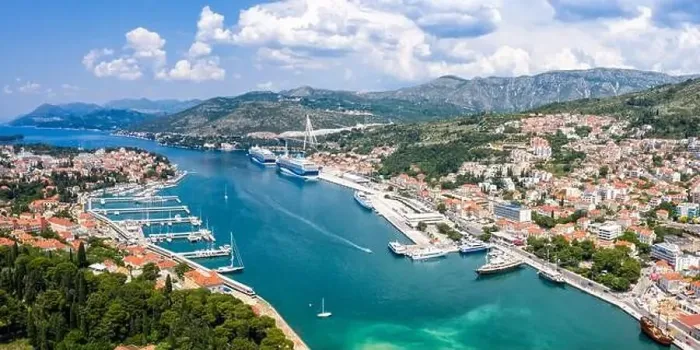 Framed Print : Dubrovnik marina and harbor at Mediterranean sea vacation Dalmatia aerial photo view panorama traveling in Croatia Framed Print : Dubrovnik marina and harbor at Mediterranean sea vacation Dalmatia aerial photo view panorama traveling in Croatia