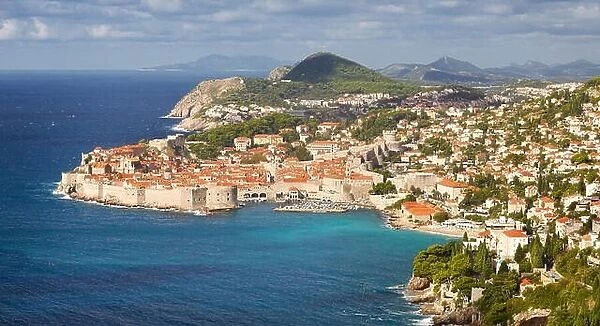 Dubrovnik, Old Town, aerial view from the hill, Croatia