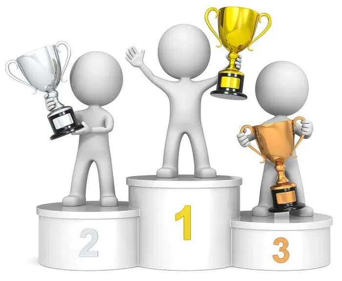 Framed Print : The dude 3D characters on winners podium holding trophies Framed Print : The dude 3D characters on winners podium holding trophies