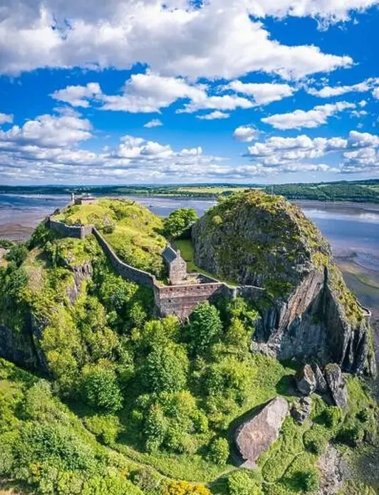 Framed Print : Dumbarton Castle over River Clyde and River Leven from a drone, Scotland, UK Framed Print : Dumbarton Castle over River Clyde and River Leven from a drone, Scotland, UK