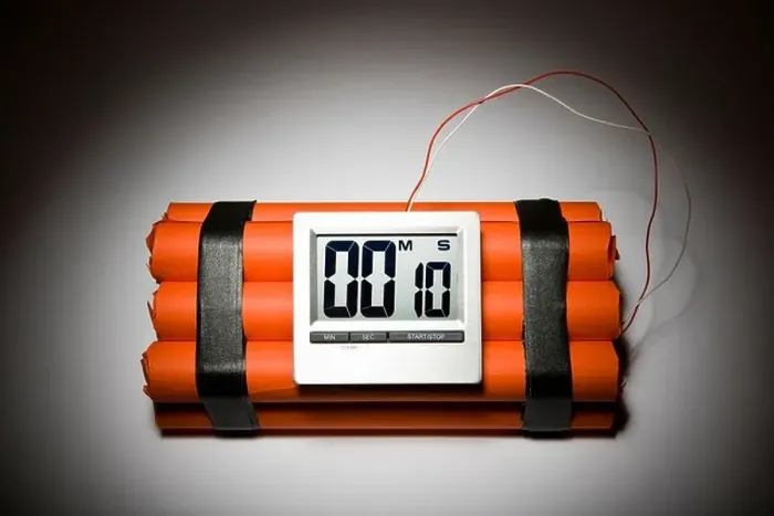 Framed Print : A dynamite time bomb with 10 seconds left on the timer