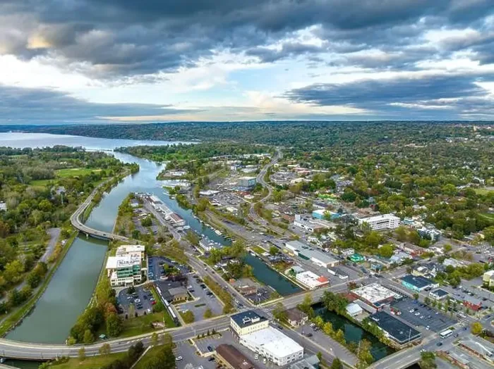 Framed Print : Early afternoon autumn aerial photo view of Ithaca New York Framed Print : Early afternoon autumn aerial photo view of Ithaca New York