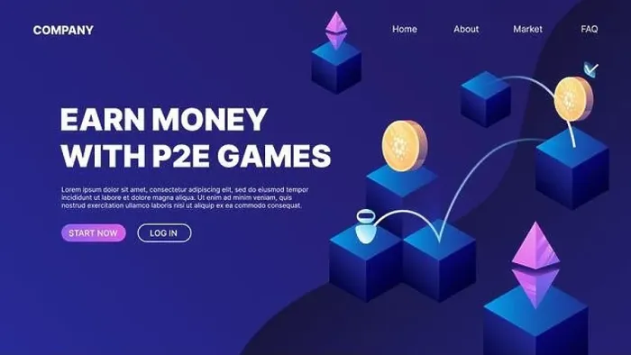 Framed Print : Earn Money with Play to Earn Games. Landing Web Page Template. Vector illustration Framed Print : Earn Money with Play to Earn Games. Landing Web Page Template. Vector illustration