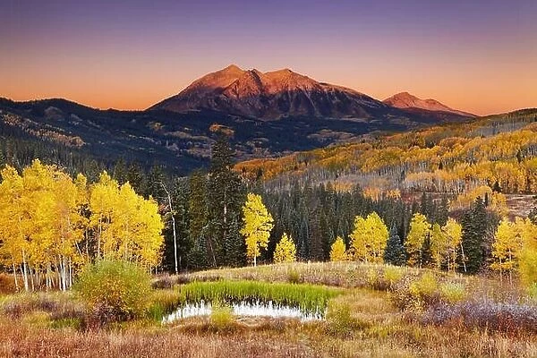 East Beckwith Mountain at sunrise near Kebler Pass in West Elk Mountains, Colorado, USA