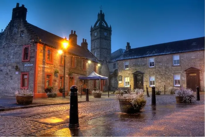 Framed Print : East Kilbride Village showing Montgomery Arms and the Old Parish Church during early dawn Framed Print : East Kilbride Village showing Montgomery Arms and the Old Parish Church during early dawn
