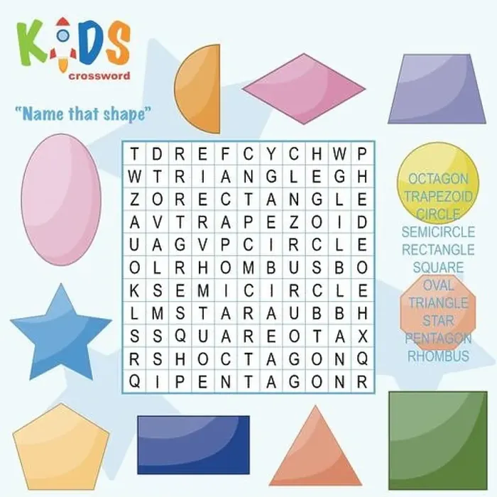 Framed Print : Easy word search crossword puzzle Name that shape Framed Print : Easy word search crossword puzzle Name that shape