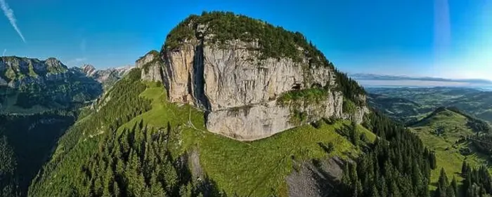 Framed Print : Ebenalp, Switzerland – 13 July 2024: drone view at the famous mountain guesthouse Aescher at Ebenalp in the Swiss alps Framed Print : Ebenalp, Switzerland – 13 July 2024: drone view at the famous mountain guesthouse Aescher at Ebenalp in the Swiss alps