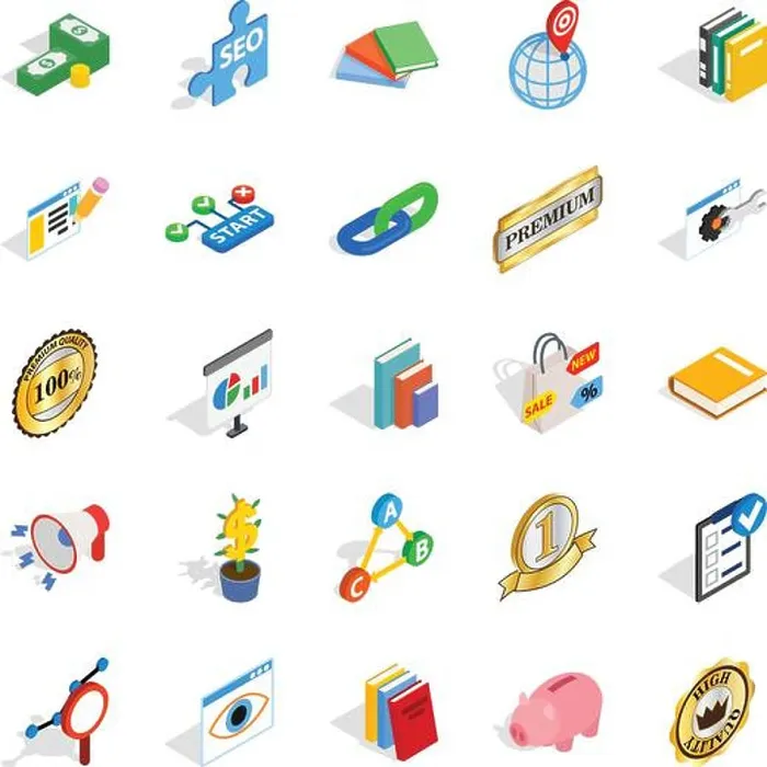 Framed Print : Economy icons set, isometric style